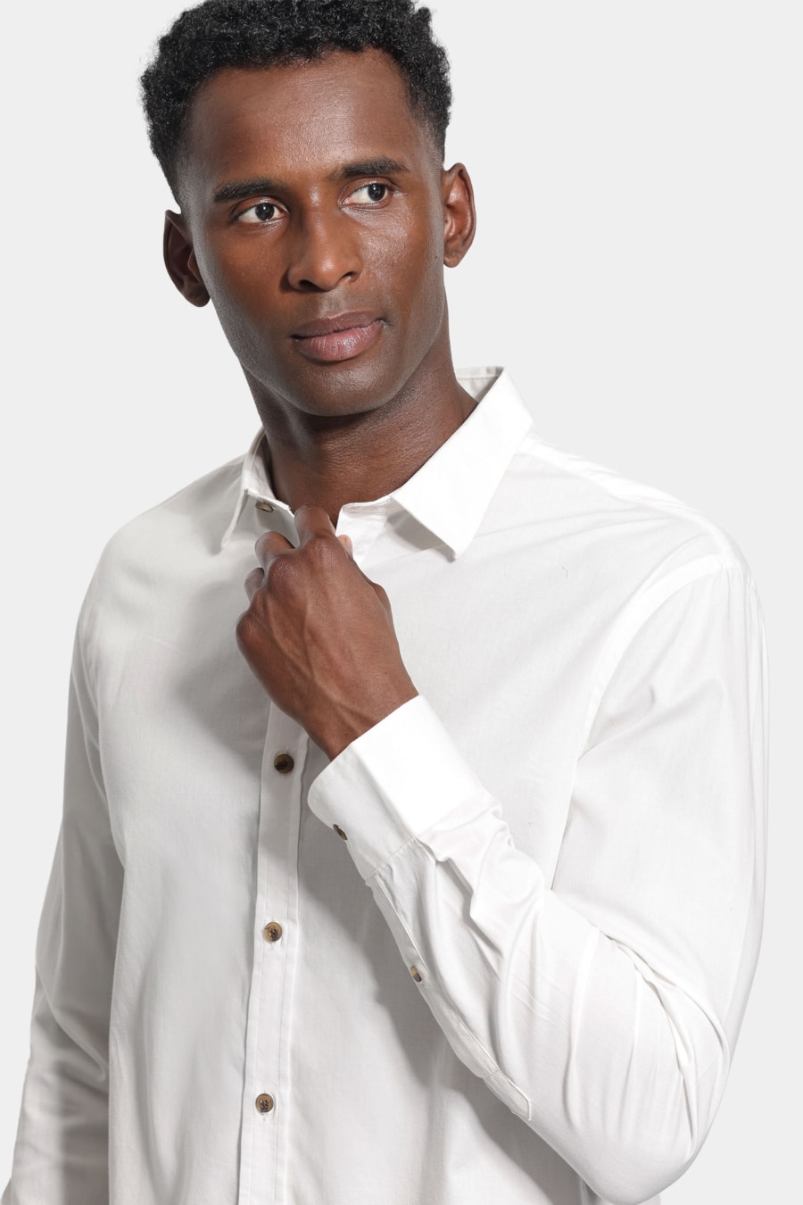 Camisa Manga Longa Slim Sarja Indiana Tinturada Off White — foto 3 de 6