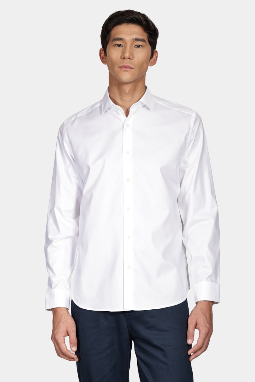 Camisa Manga Longa Slim Sarja Pima Branco
