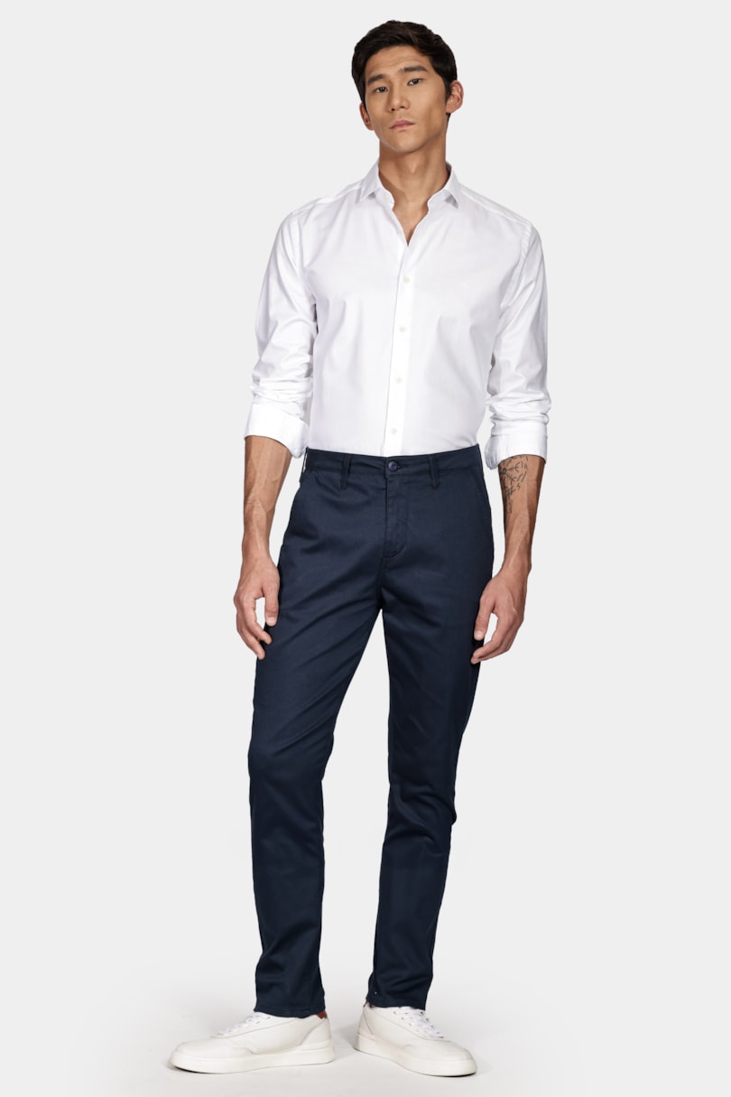 Camisa Manga Longa Slim Sarja Pima Branco