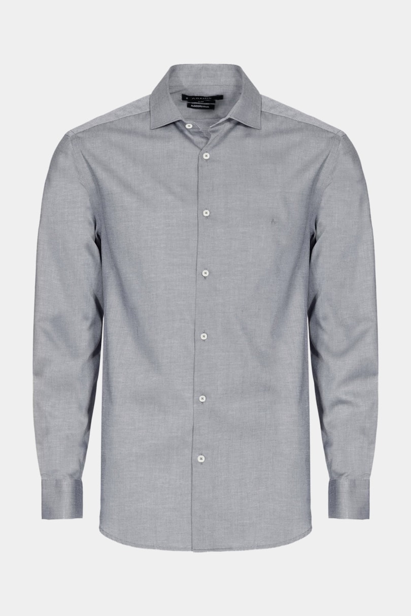Camisa Manga Longa Slim Sarja Pima Chumbo