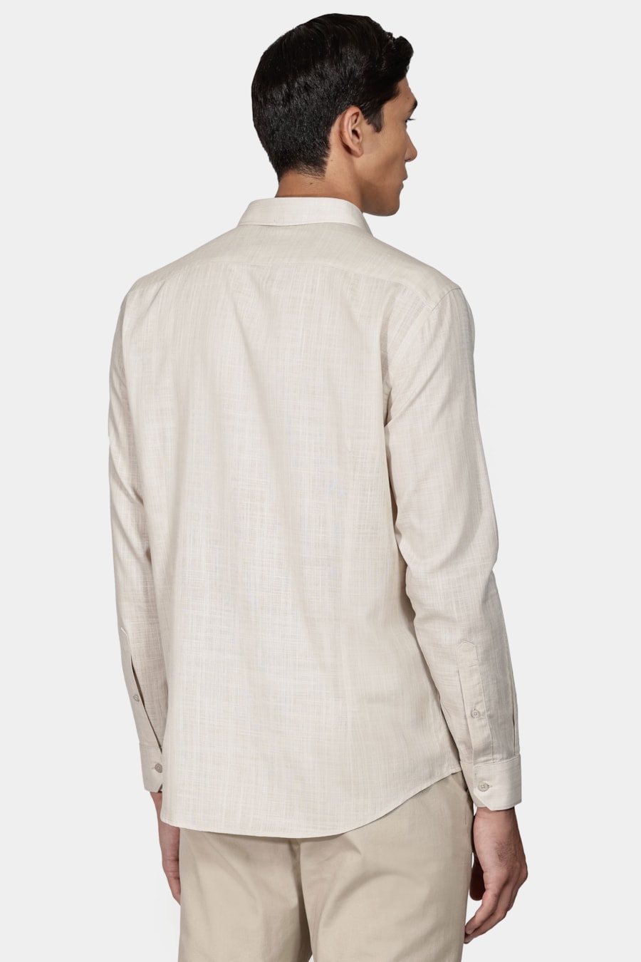 Camisa Manga Longa Slim Slub Flame Cáqui — foto 4 de 5