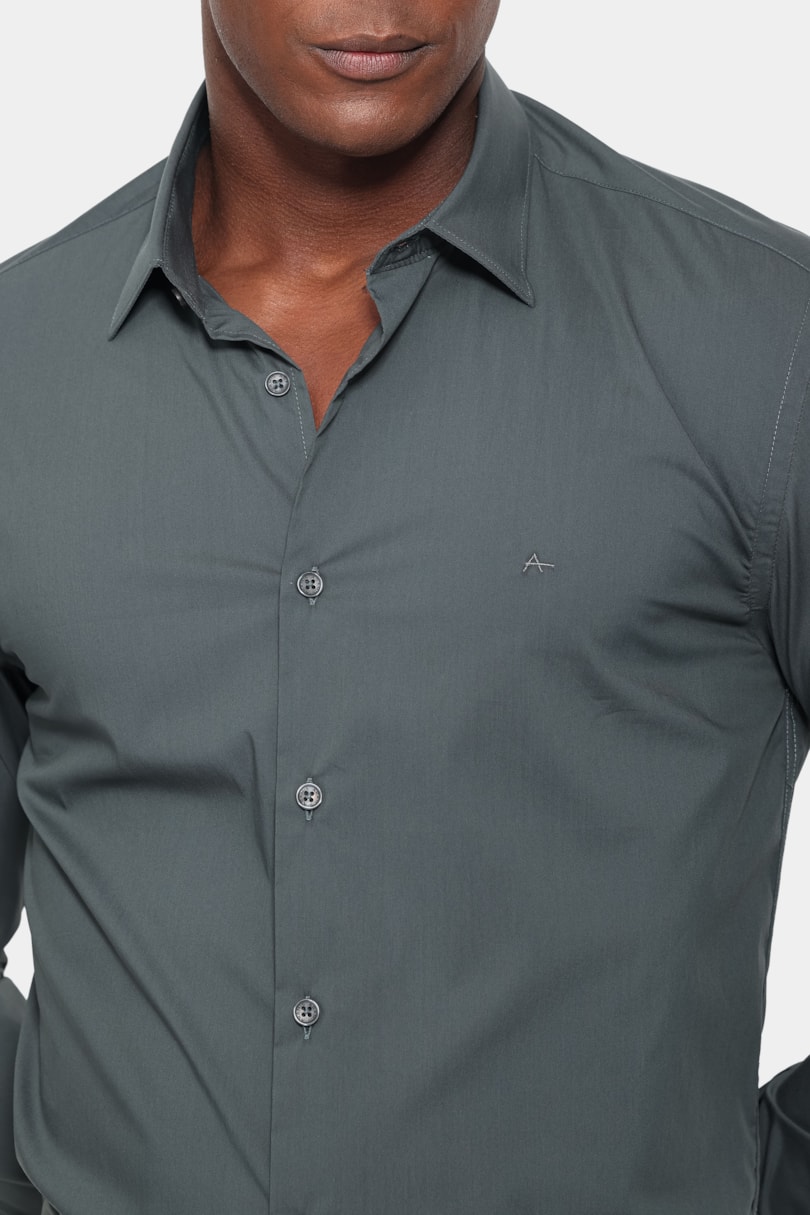 Camisa Manga Longa Slim Tech Comfort Verde Escuro