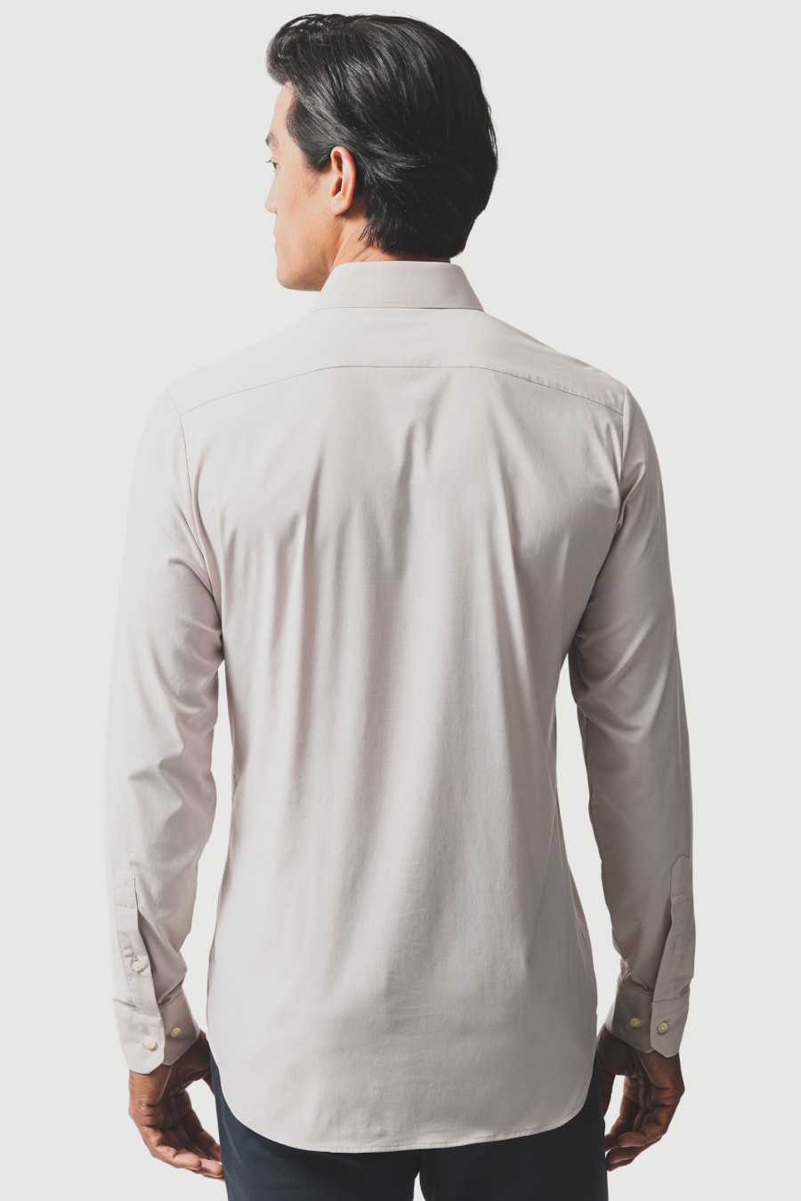 Camisa Manga Longa Slim Tech Flex Caqui / Branco — foto 4 de 6