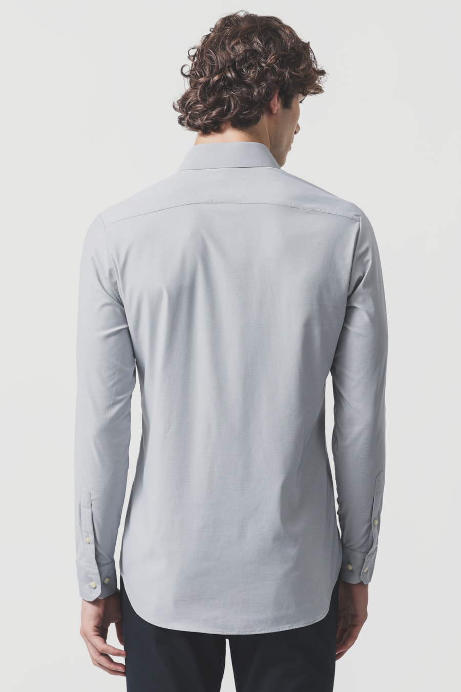 Camisa Manga Longa Slim Tech Flex Cinza C/Branco — foto 4 de 6