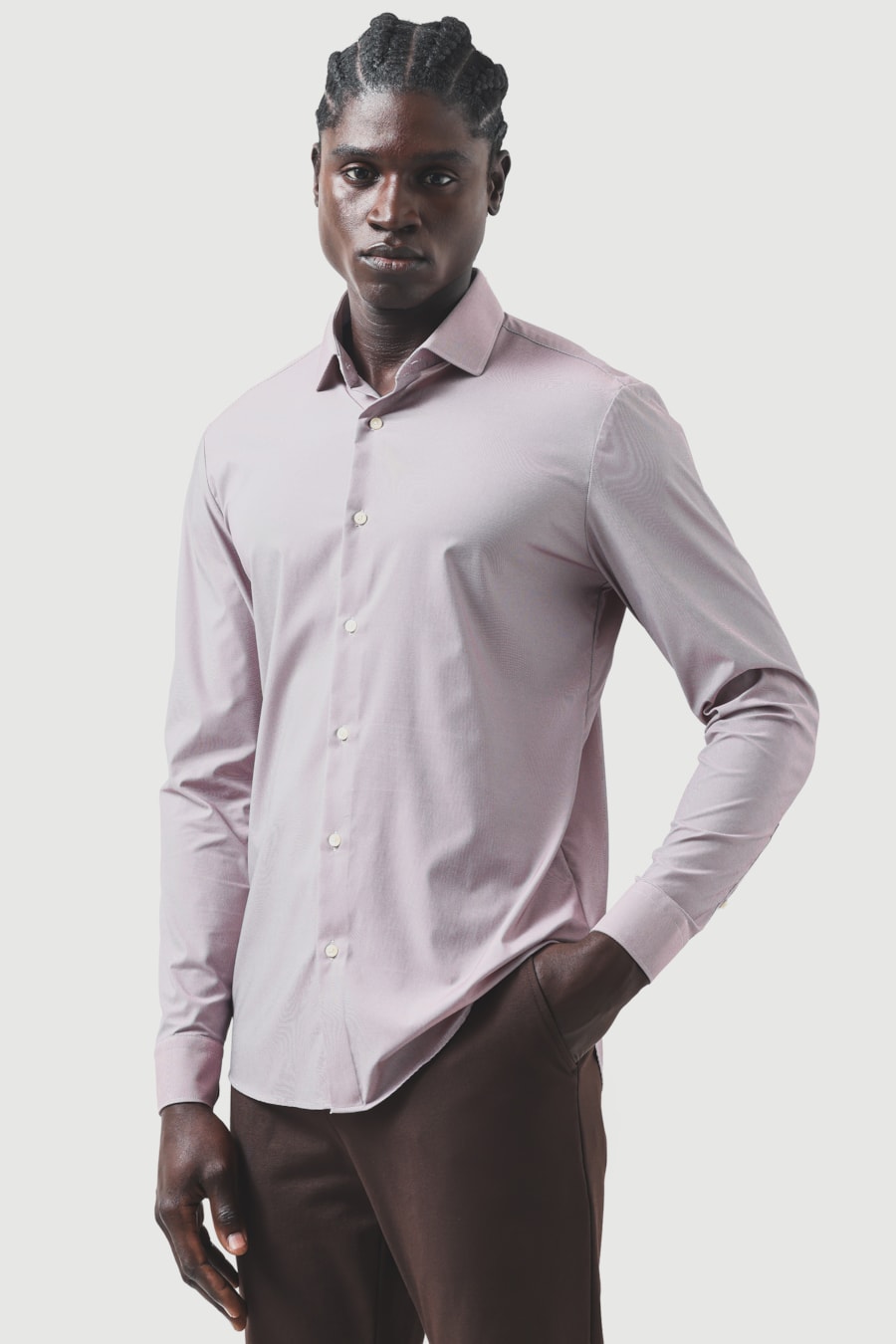 Camisa Manga Longa Slim Tech Flex Falso Liso Bordeaux — foto 1 de 6
