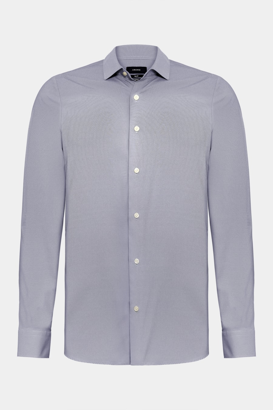 Camisa Manga Longa Slim Tech Flex Falso Liso Branco C/Marinho — foto 6 de 7