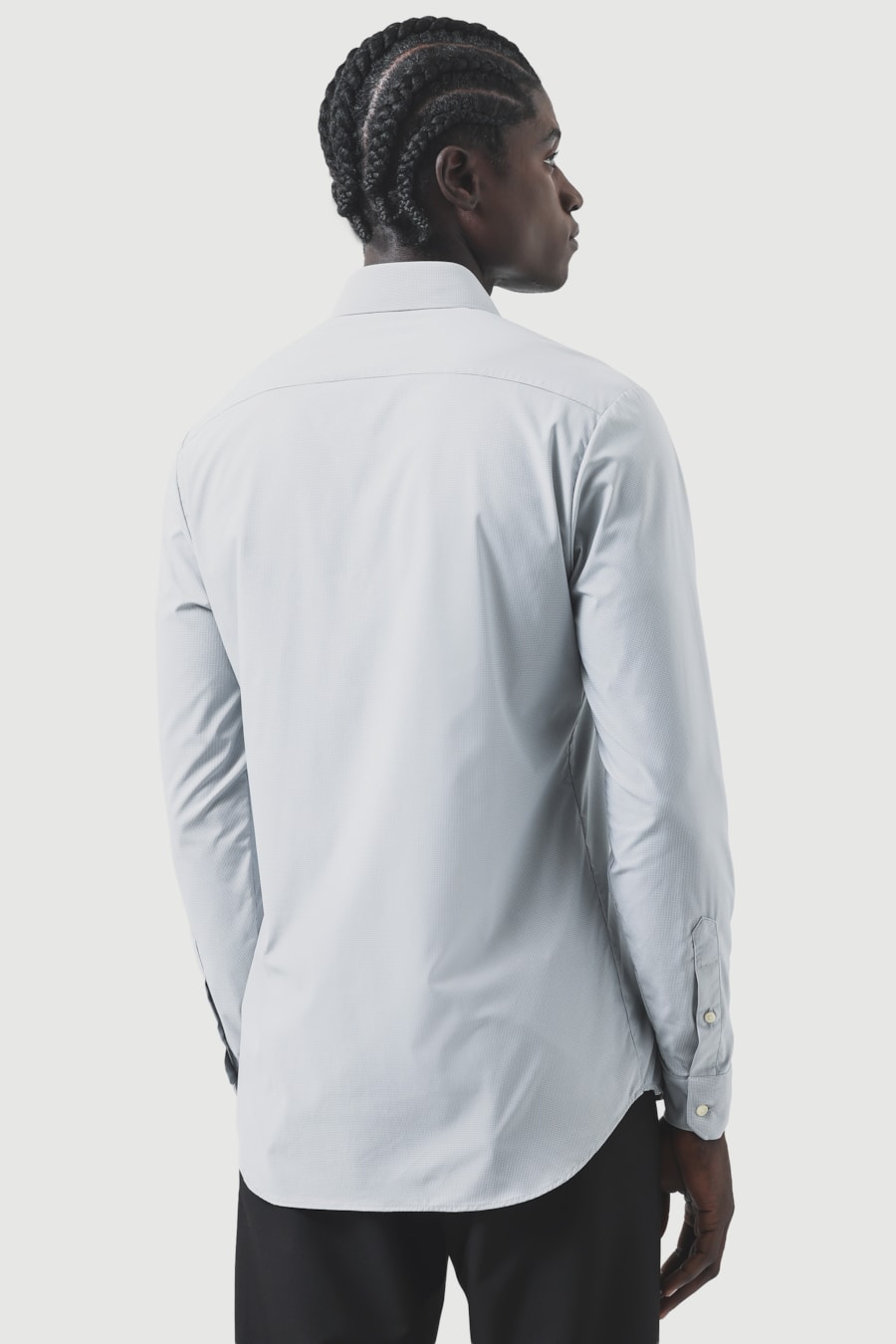 Camisa Manga Longa Slim Tech Flex Falso Liso Cinza — foto 5 de 7