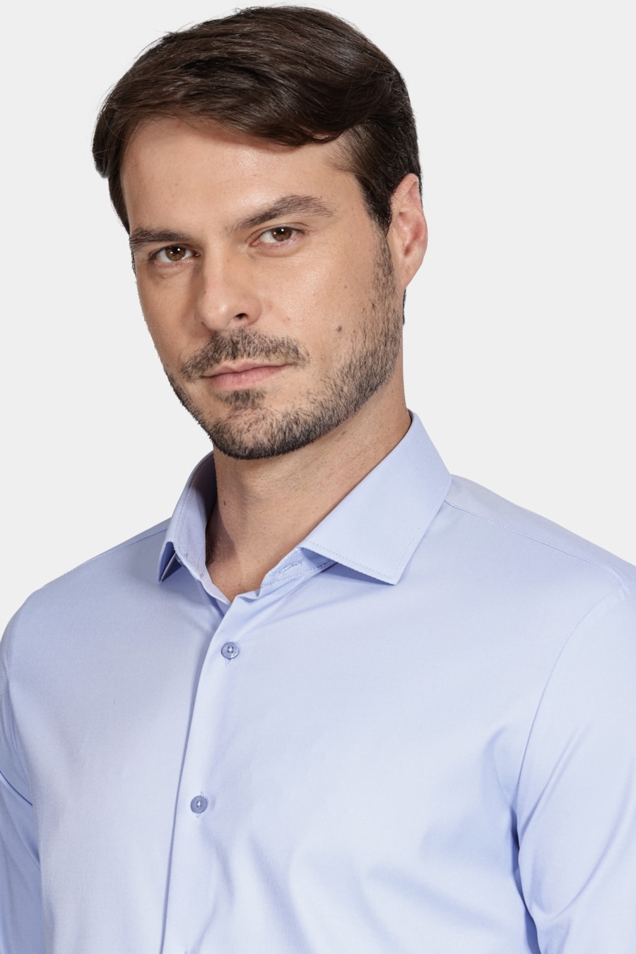 Camisa Manga Longa Slim Tech Flex Lisa Azul — foto 3 de 5