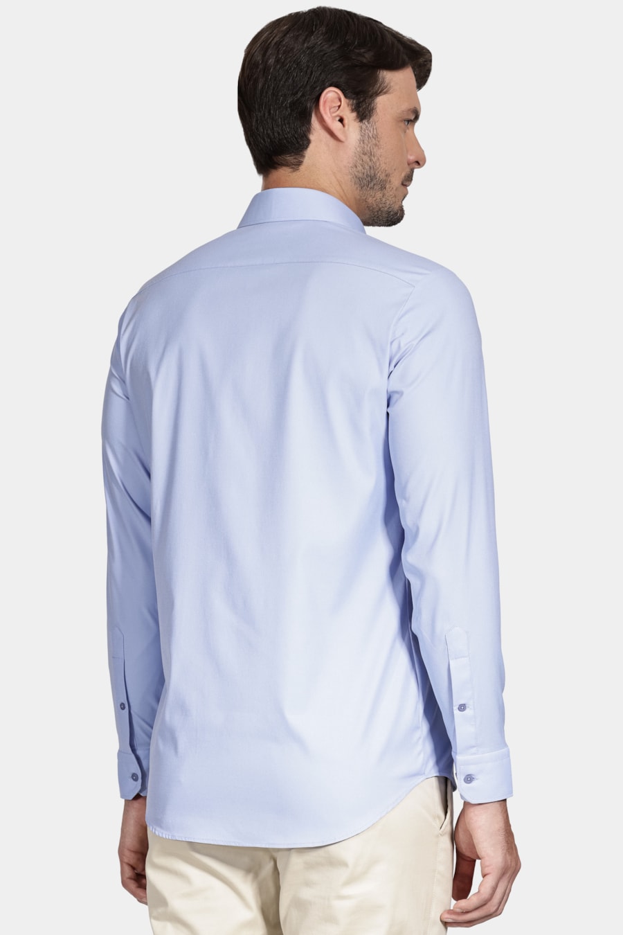 Camisa Manga Longa Slim Tech Flex Lisa Azul — foto 4 de 5