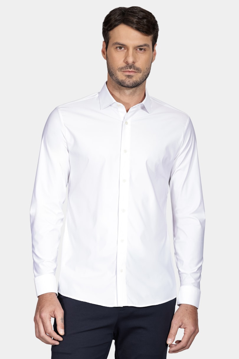 Camisa Manga Longa Slim Tech Flex Lisa Branco