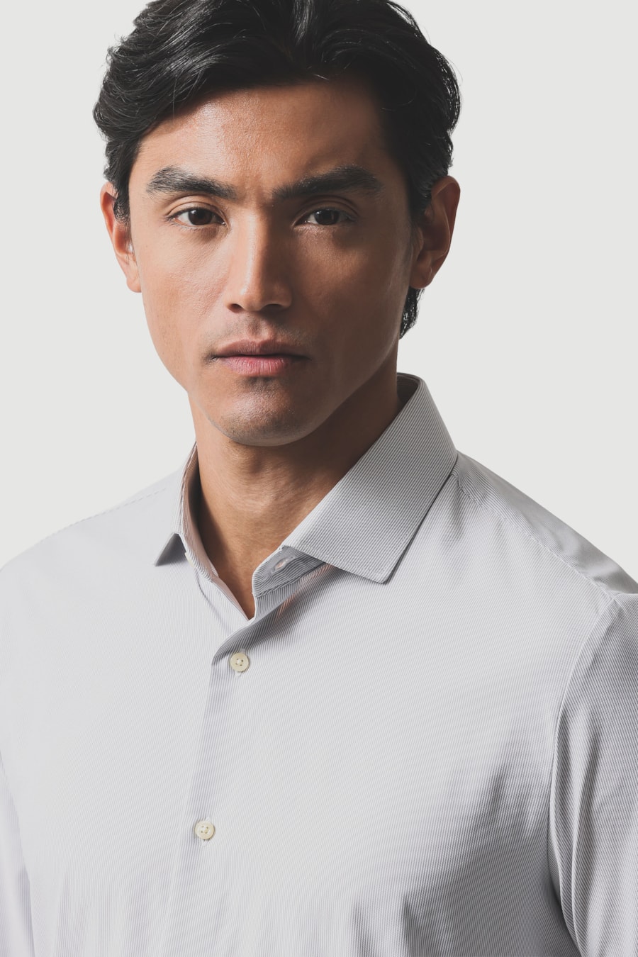 Camisa Manga Longa Slim Tech Flex Micro Lt Branco C/Cinza — foto 3 de 6
