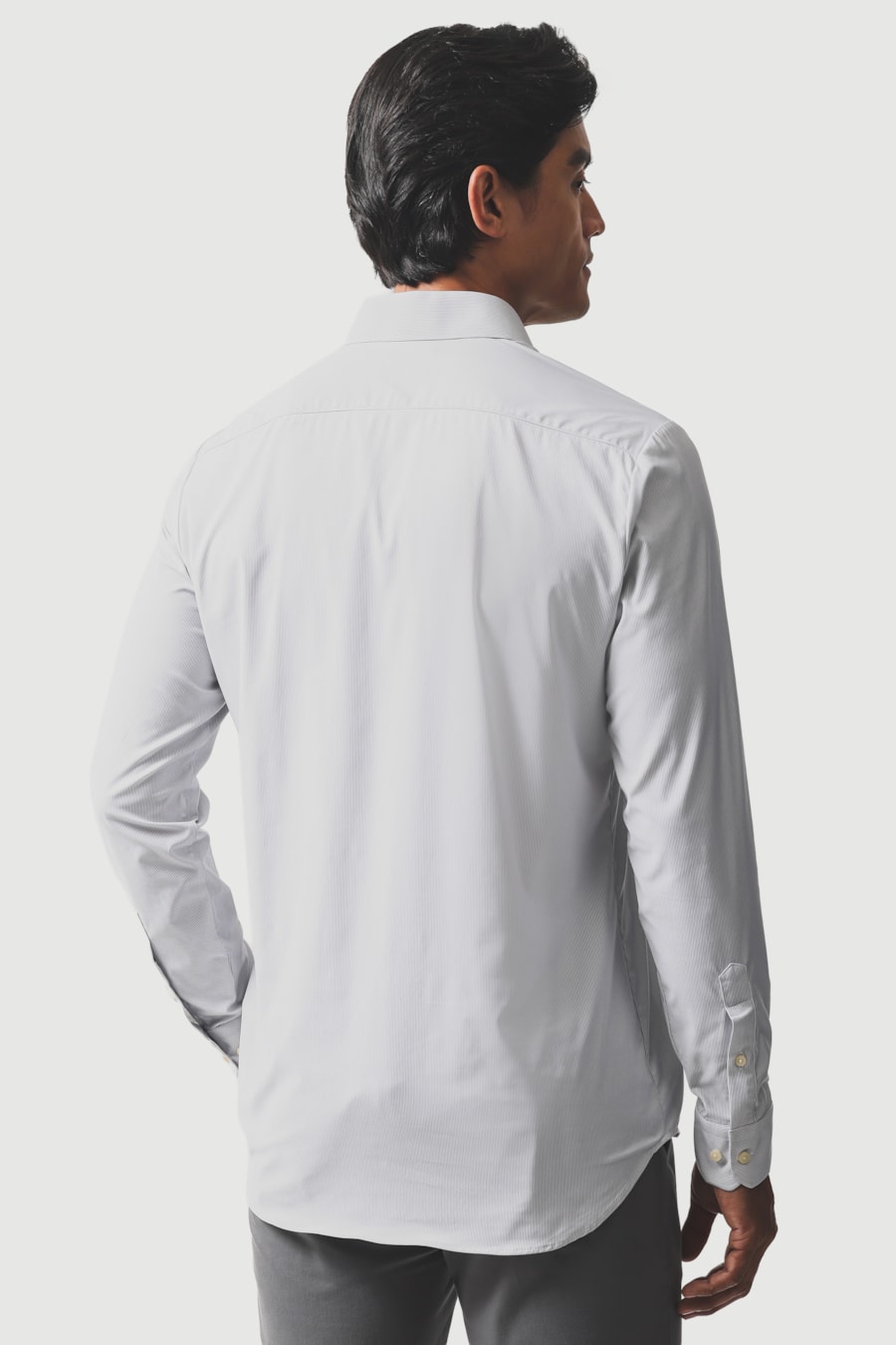 Camisa Manga Longa Slim Tech Flex Micro Lt Branco C/Cinza — foto 4 de 6