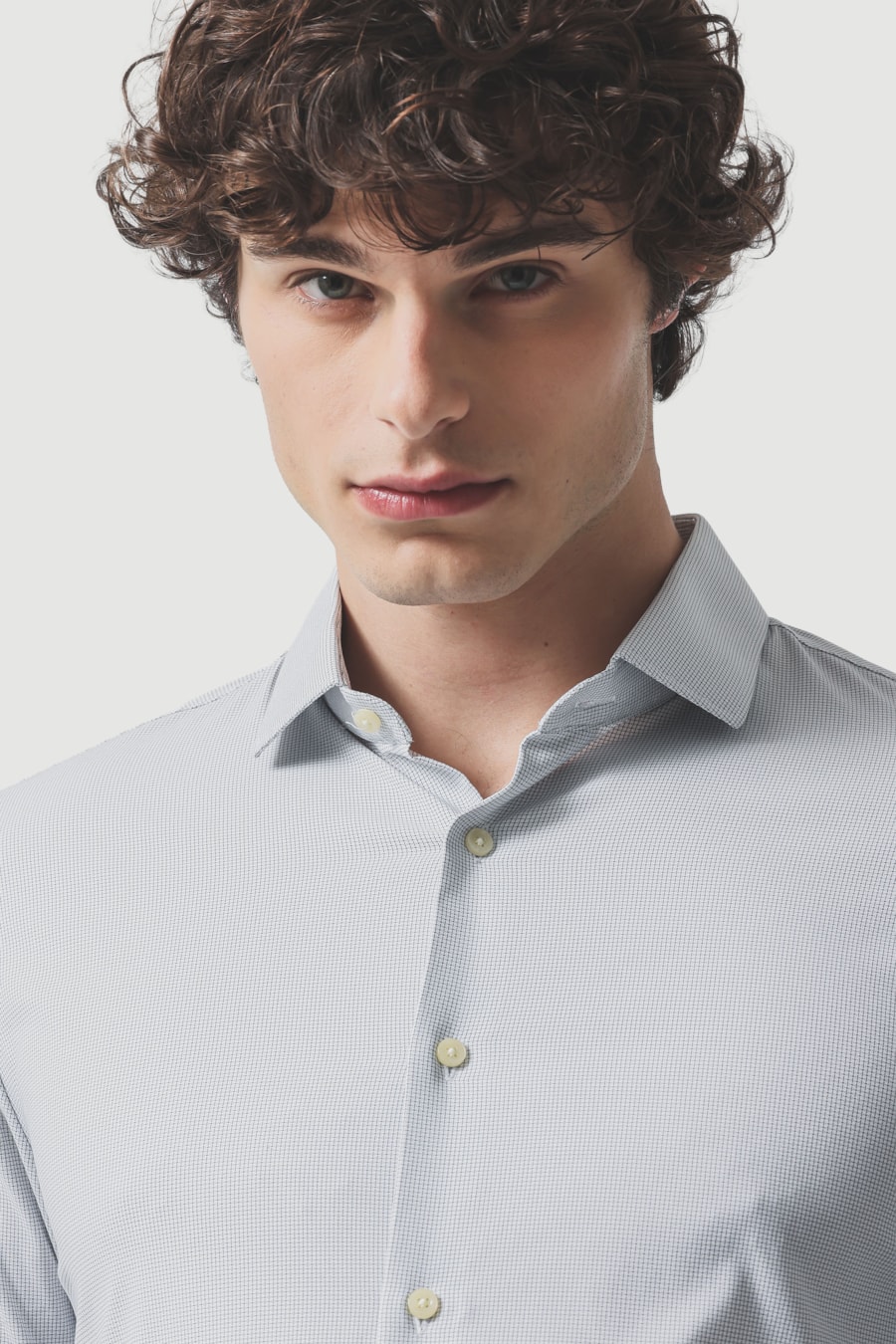 Camisa Manga Longa Slim Tech Flex Mxd Optico Branco C/Azul — foto 3 de 6