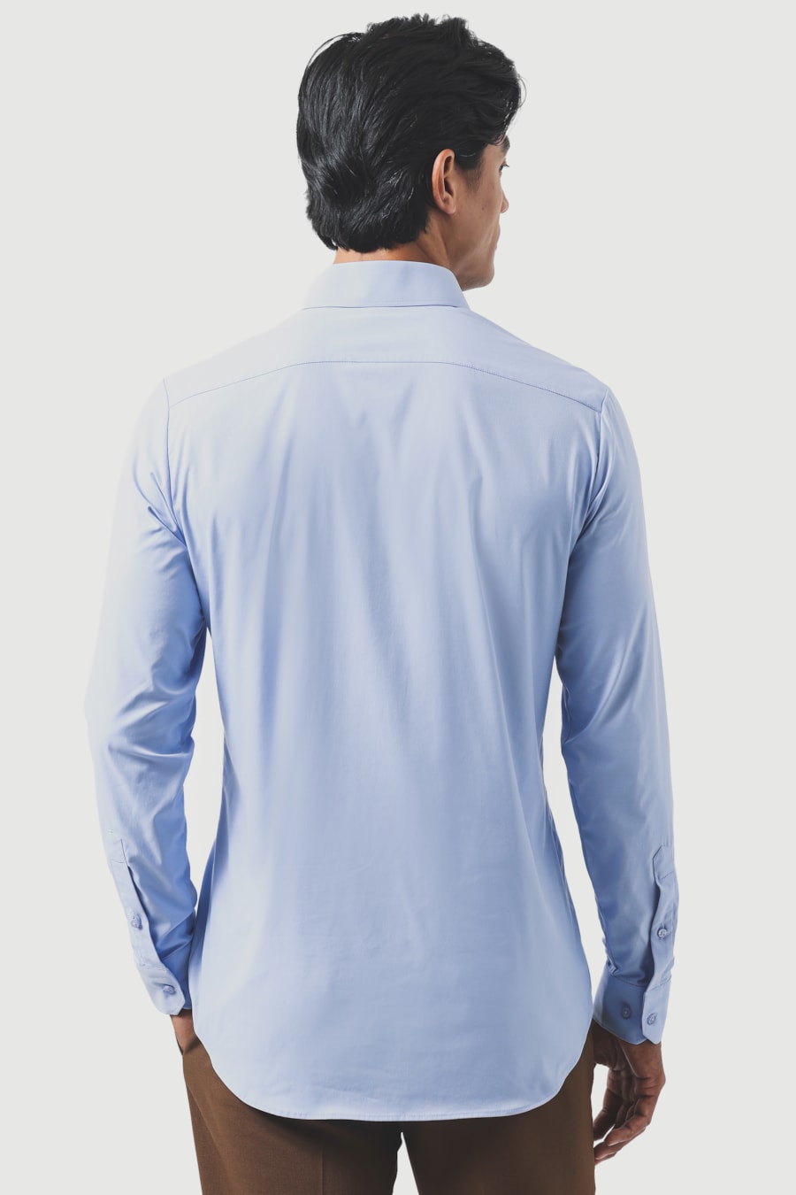 Camisa Manga Longa Slim Tech Flex Sarja Lisa Azul — foto 4 de 6