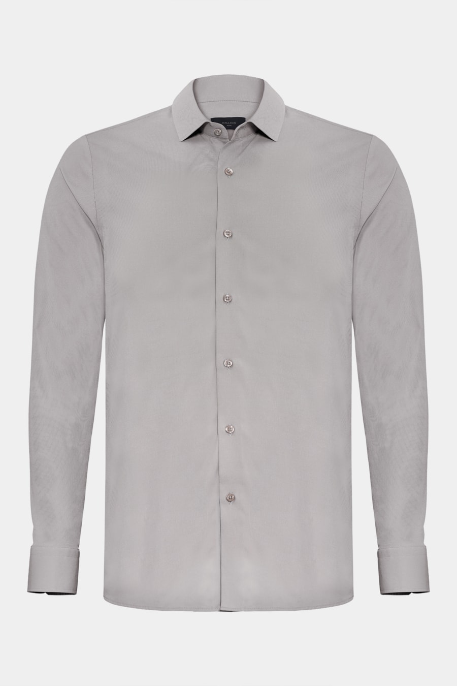 Camisa Manga Longa Slim Tech Flex Sarja Lisa Cinza — foto 5 de 6