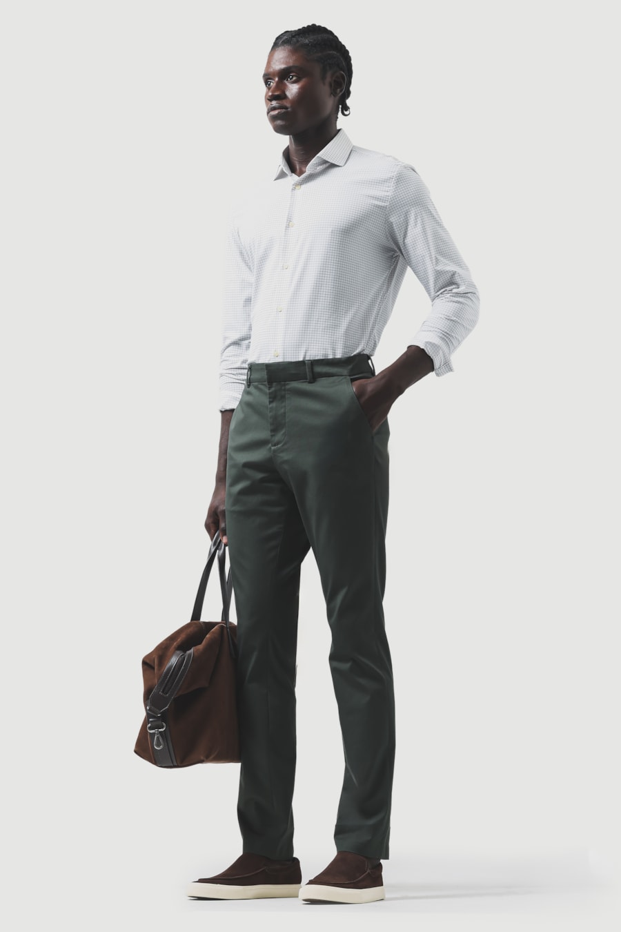 Camisa Manga Longa Slim Tech Flex Xd Branco C/Verde — foto 2 de 6