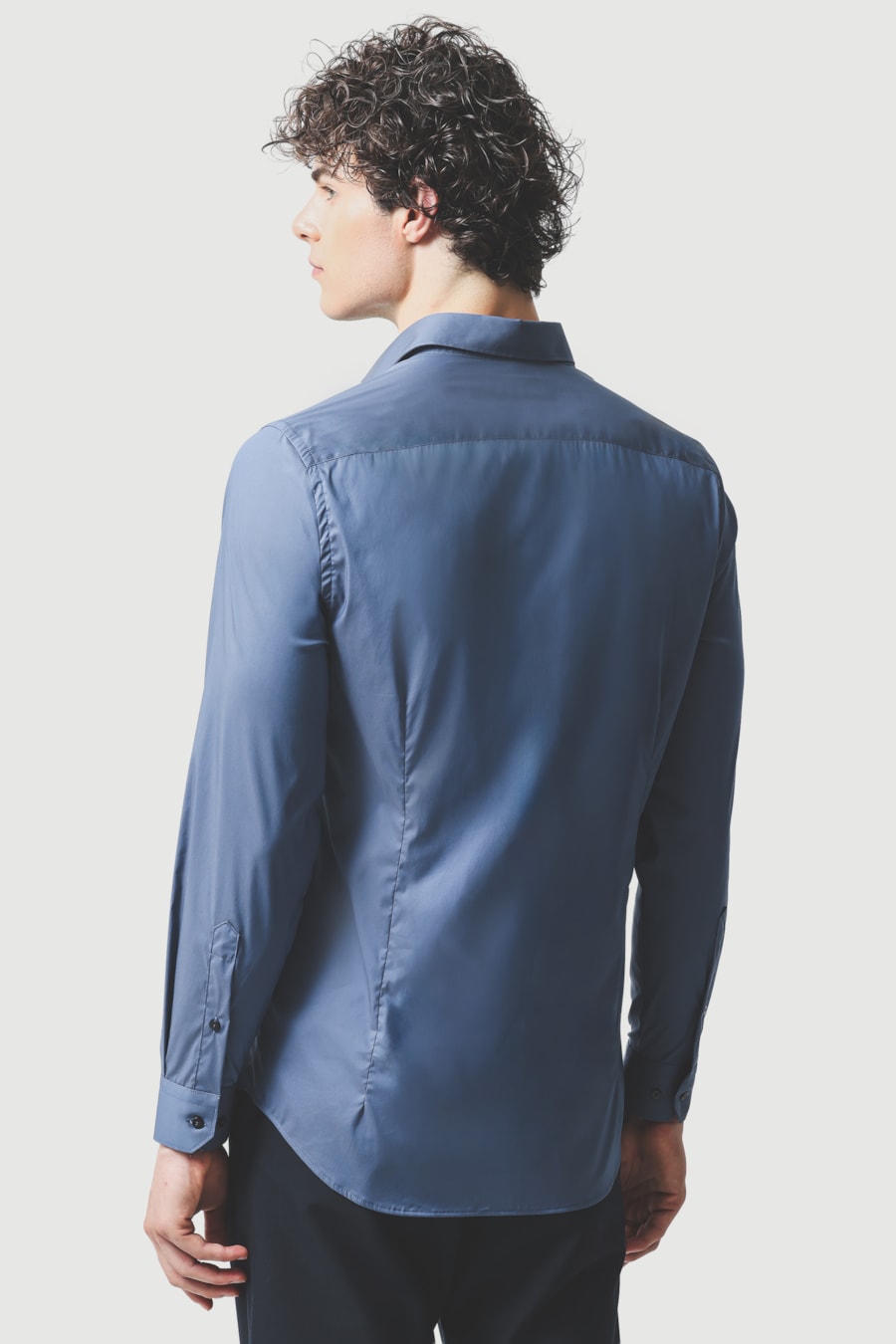Camisa Manga Longa Slim Tech Lisa Azul Jeans — foto 4 de 6