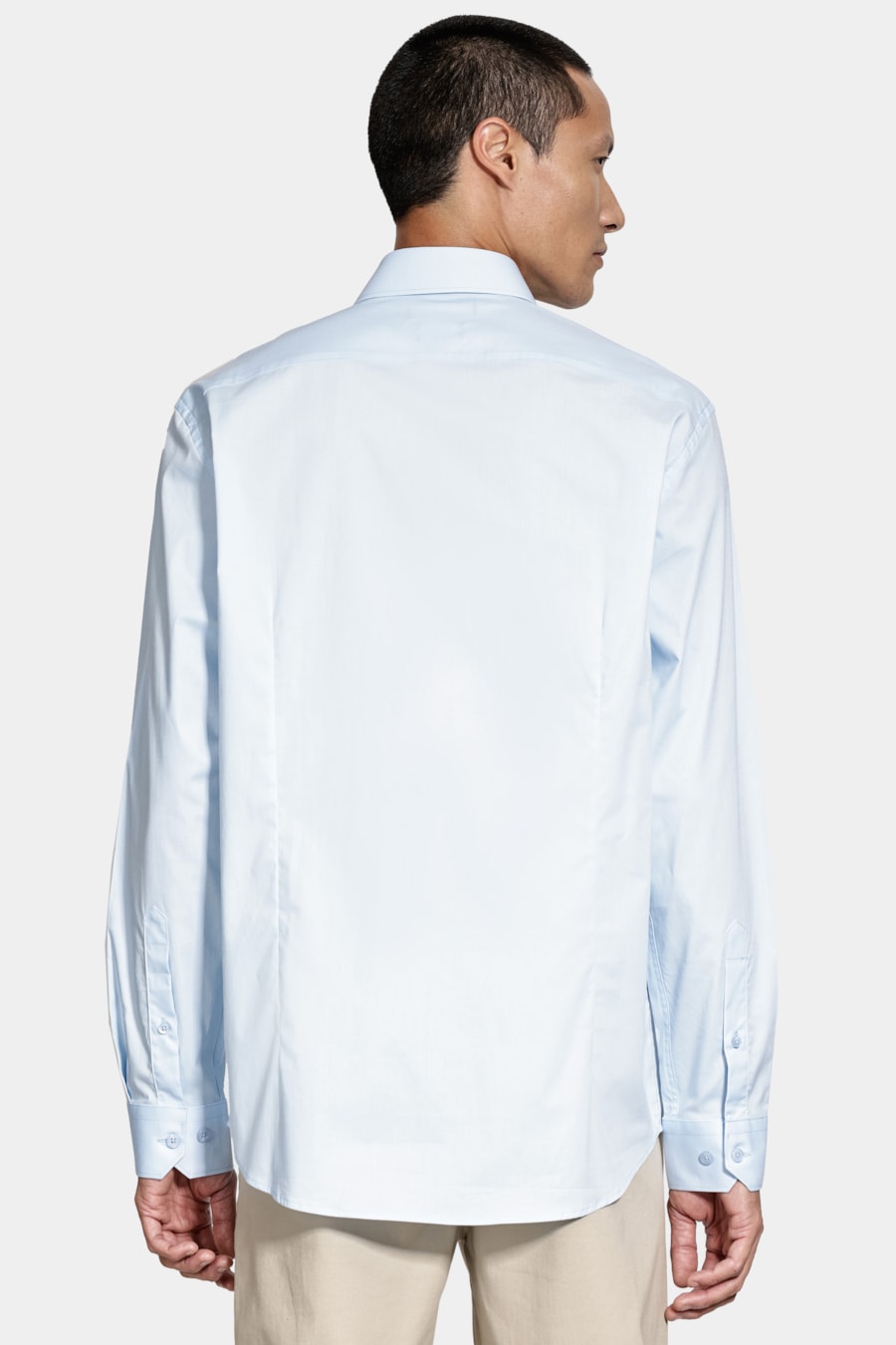 Camisa Manga Longa Slim Tricoline Algodão Azul — foto 4 de 6