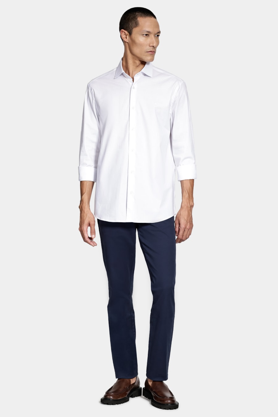 Camisa Manga Longa Slim Tricoline Algodão Branco — foto 2 de 6