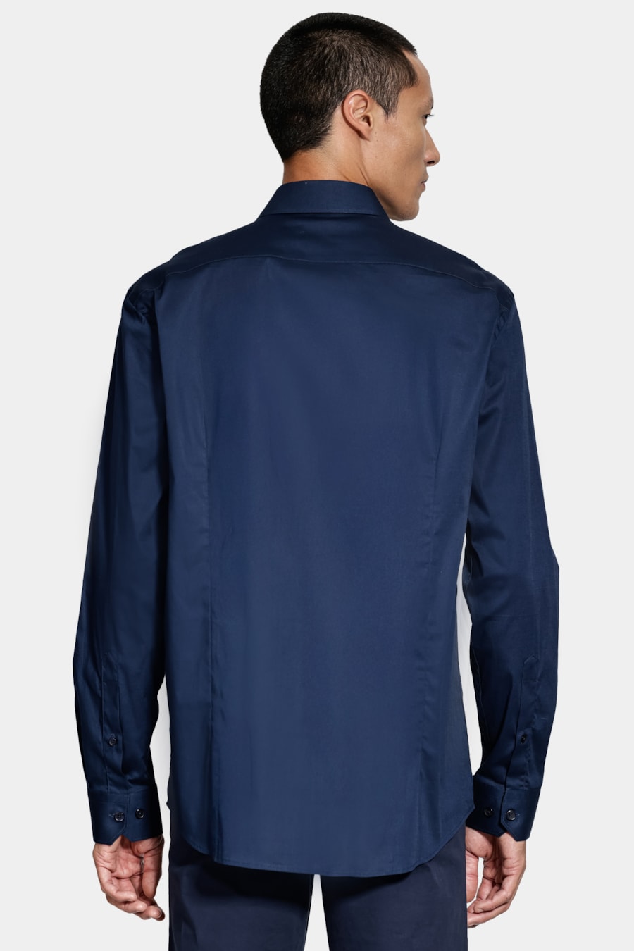 Camisa Manga Longa Slim Tricoline Algodão Marinho — foto 4 de 6