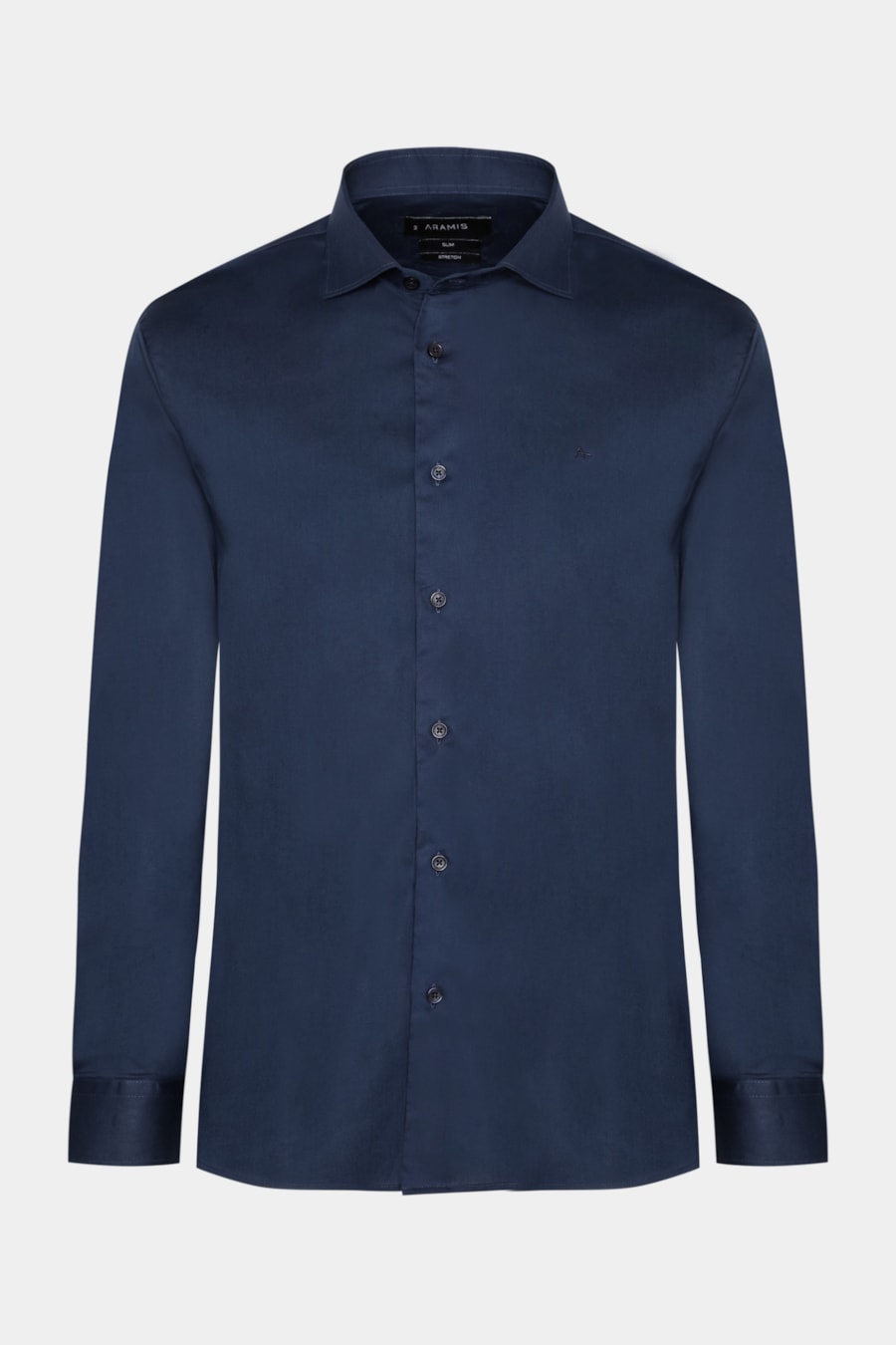 Camisa Manga Longa Slim Tricoline Algodão Marinho — foto 5 de 6
