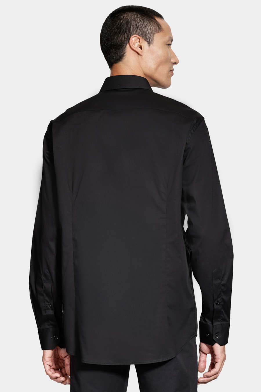 Camisa Manga Longa Slim Tricoline Algodão Preto — foto 4 de 6