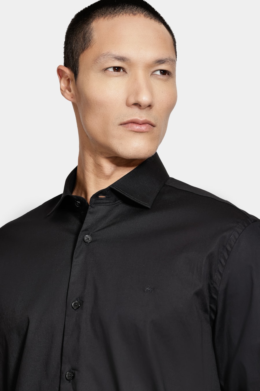 Camisa Manga Longa Slim Tricoline Algodão Preto — foto 3 de 6