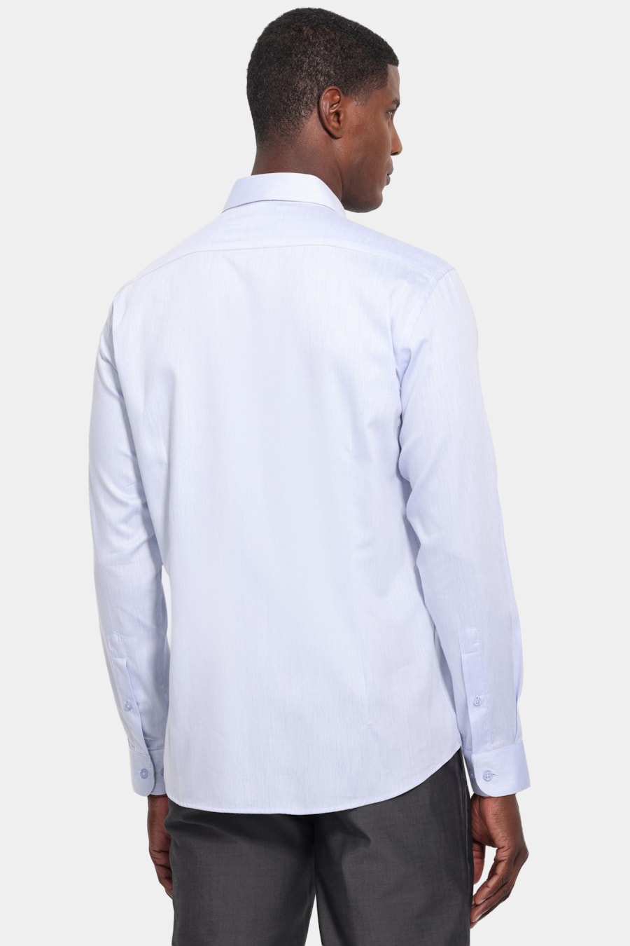 Camisa Manga Longa Slim Tricoline Falso Liso Azul — foto 4 de 6
