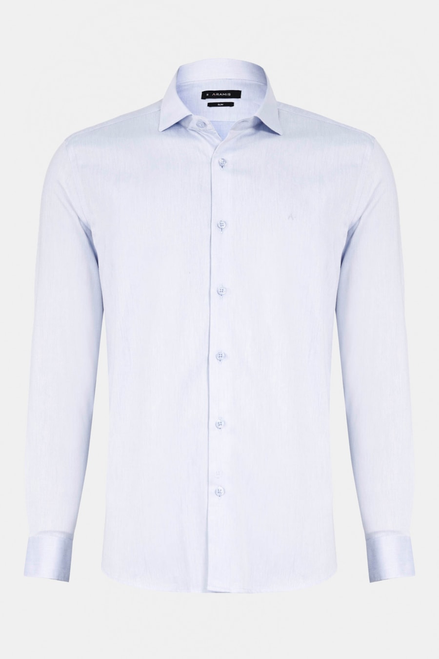 Camisa Manga Longa Slim Tricoline Falso Liso Azul — foto 5 de 6