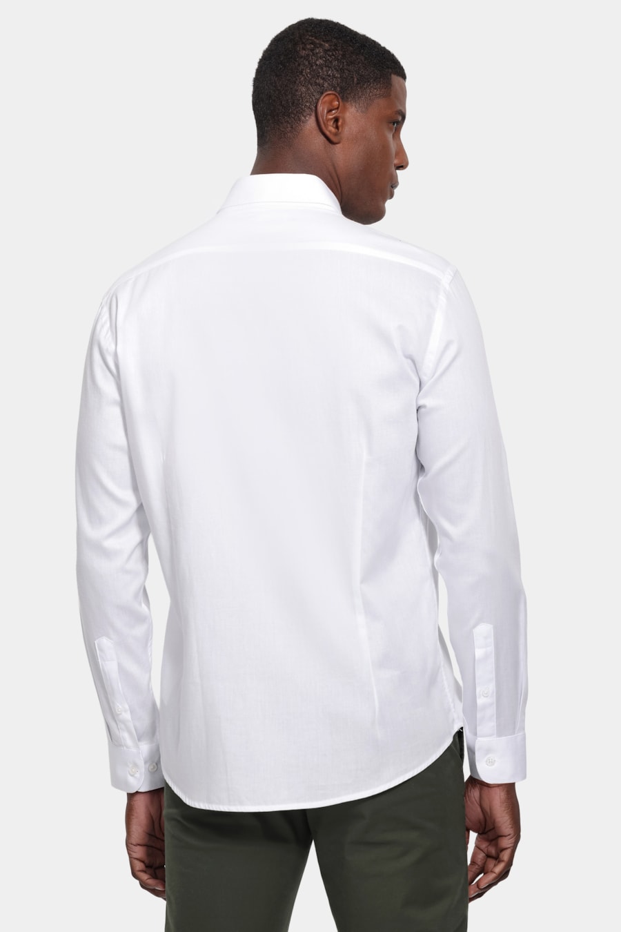 Camisa Manga Longa Slim Tricoline Falso Liso Branco — foto 4 de 6