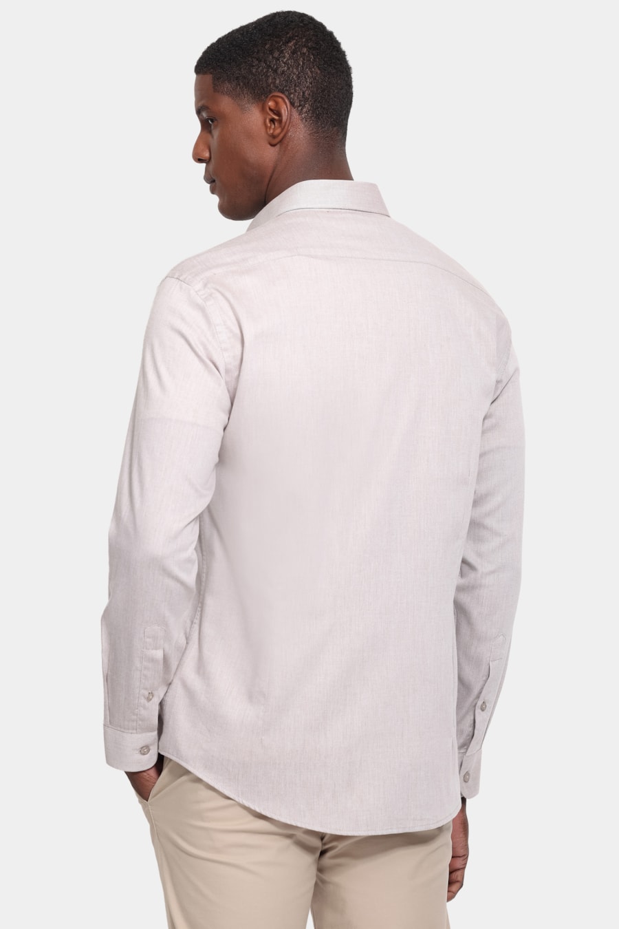 Camisa Manga Longa Slim Tricoline Falso Liso Madeira — foto 4 de 6