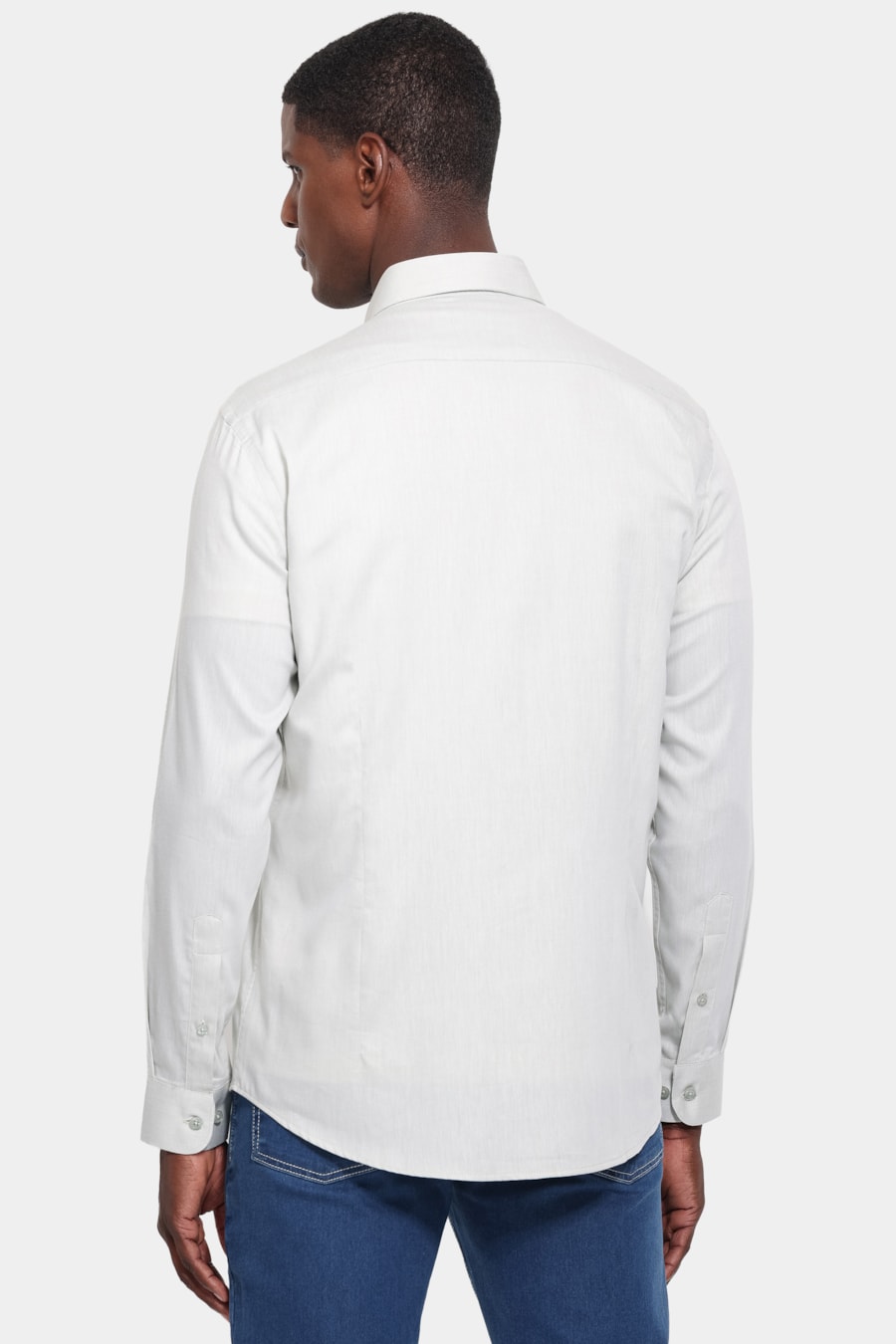 Camisa Manga Longa Slim Tricoline Falso Liso Verde Cha 114 — foto 4 de 6