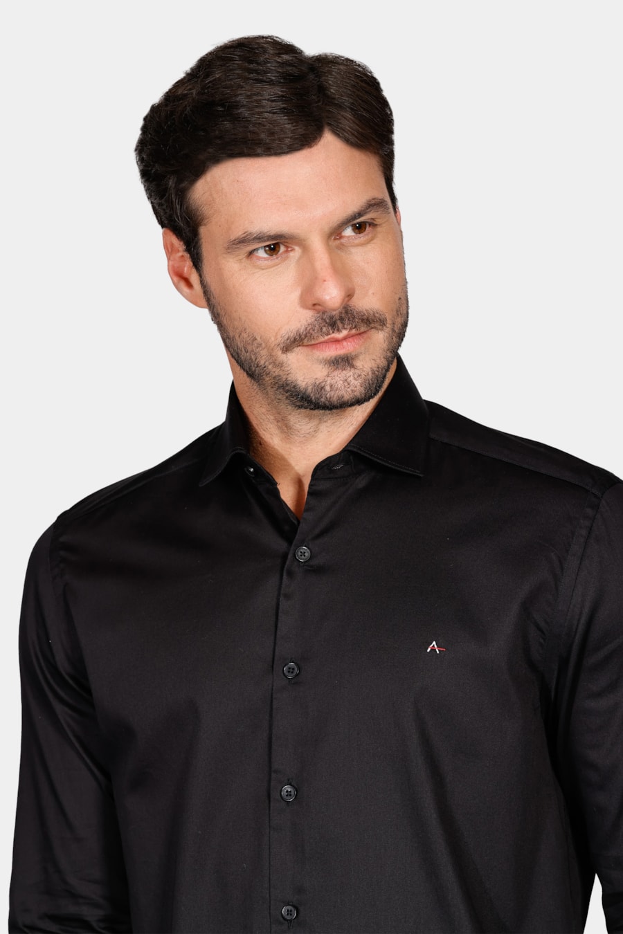 Camisa Manga Longa Slim Tricoline Fio 60 Preto — foto 3 de 7
