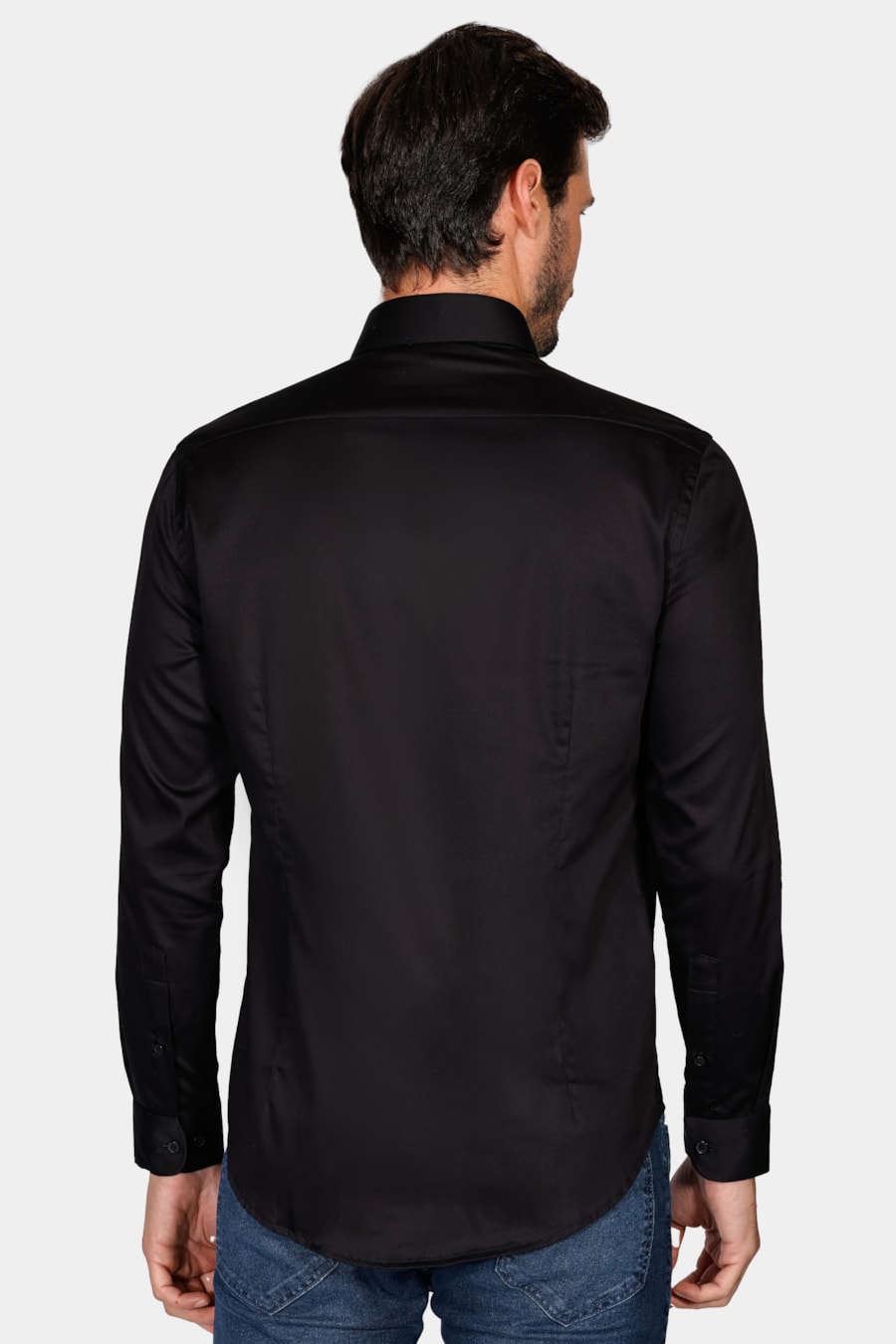 Camisa Manga Longa Slim Tricoline Fio 60 Preto — foto 5 de 7