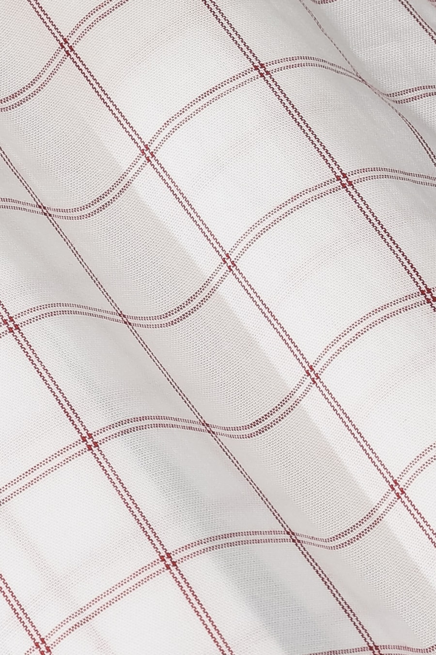 Camisa Manga Longa Slim Tricoline Grid Xadrez Branco C/Vermelho — foto 6 de 6