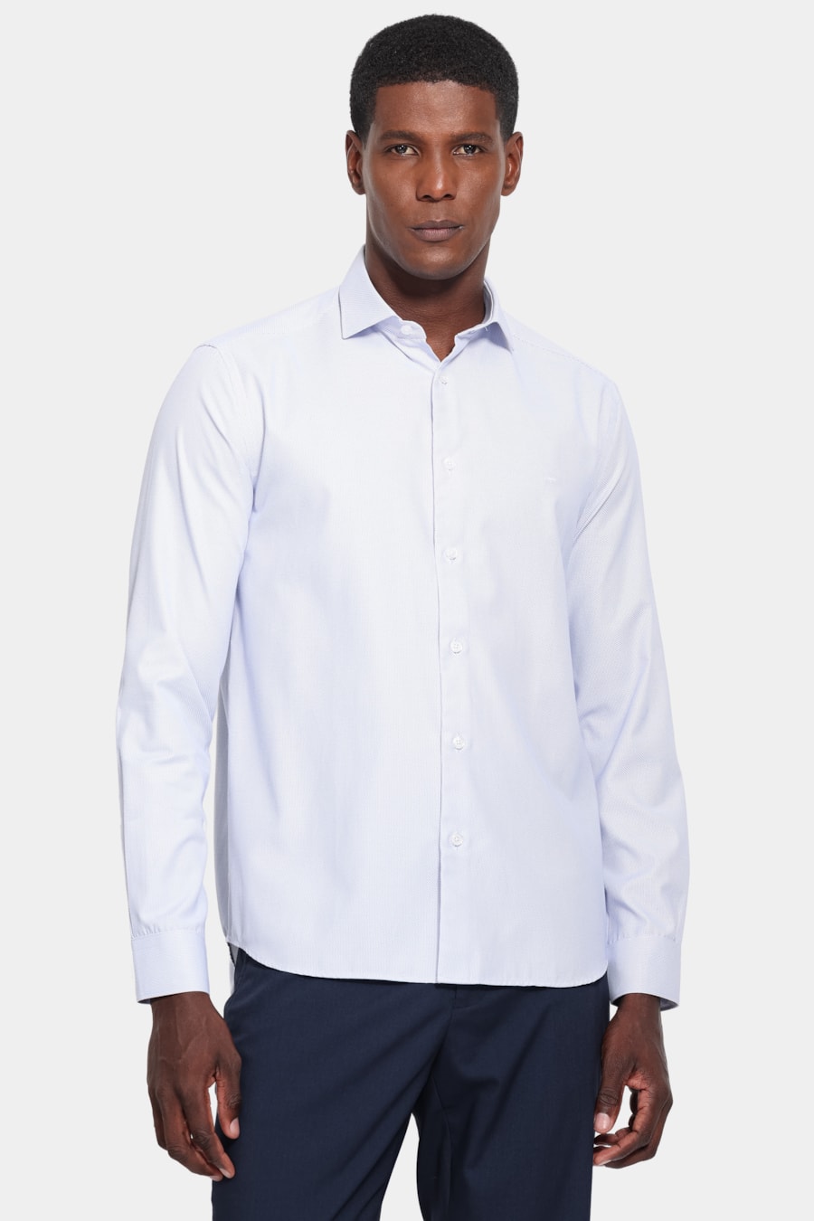 Camisa Manga Longa Slim Tricoline Maquinetado Mix Azul — foto 1 de 6