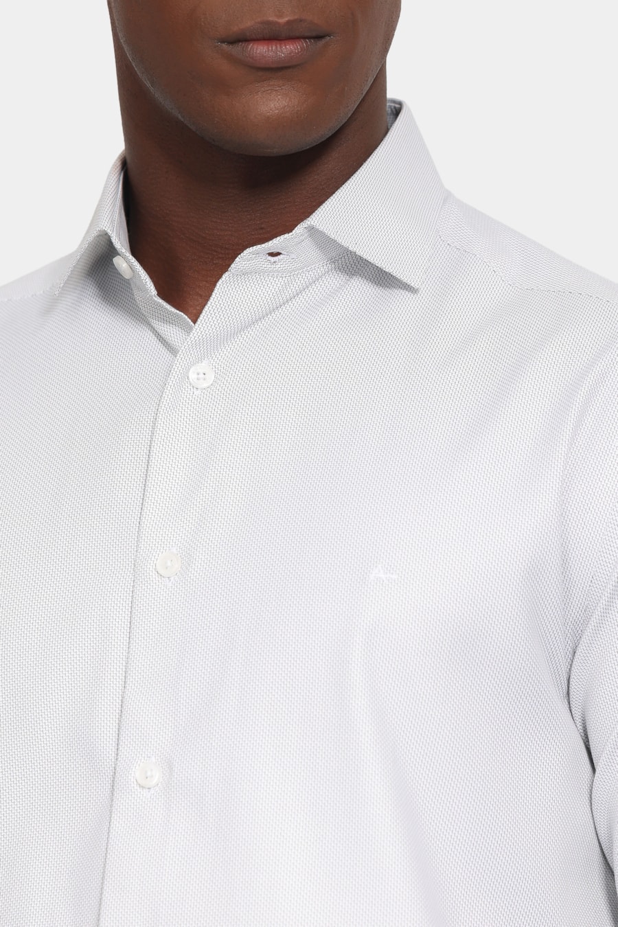 Camisa Manga Longa Slim Tricoline Maquinetado Mix Preto — foto 3 de 6