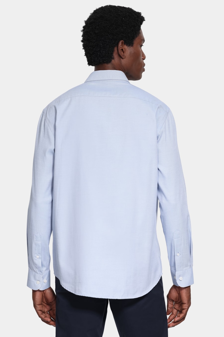 Camisa Manga Longa Slim Tricoline Mix Falso Liso Azul — foto 4 de 6