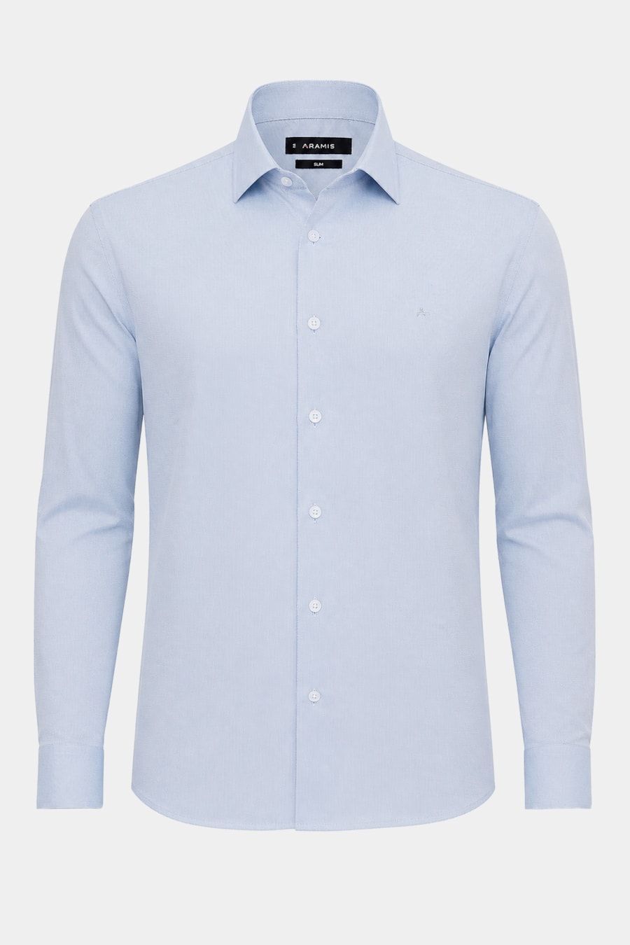 Camisa Manga Longa Slim Tricoline Mix Falso Liso Azul — foto 5 de 6