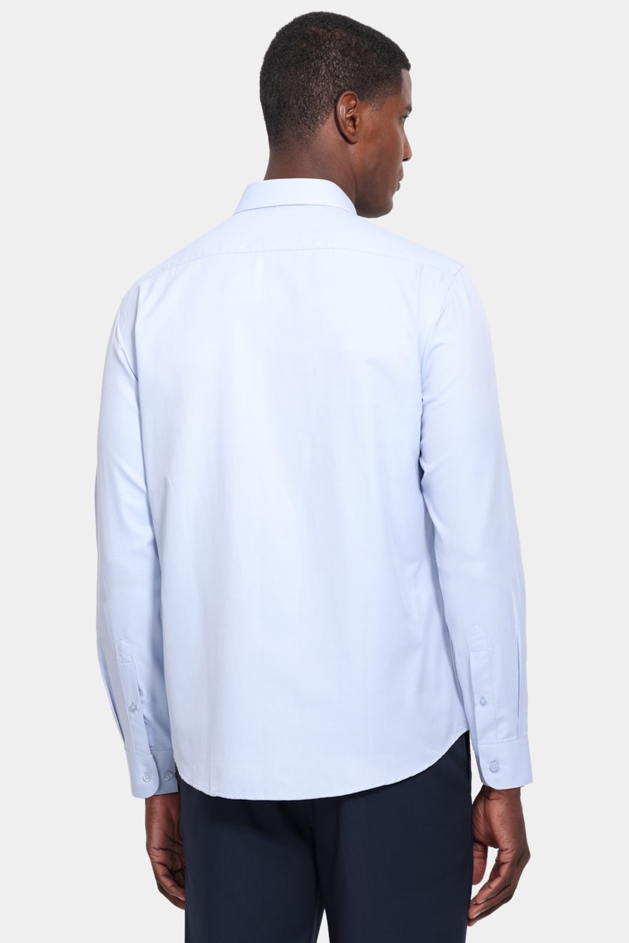 Camisa Manga Longa Slim Tricoline Mix Falso Liso Azul Claro — foto 4 de 6
