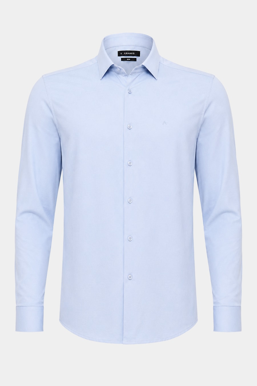 Camisa Manga Longa Slim Tricoline Mix Falso Liso Azul Claro — foto 5 de 6