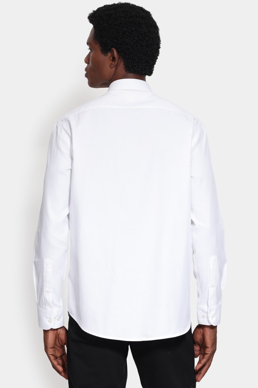 Camisa Manga Longa Slim Tricoline Mix Falso Liso Branco — foto 4 de 6