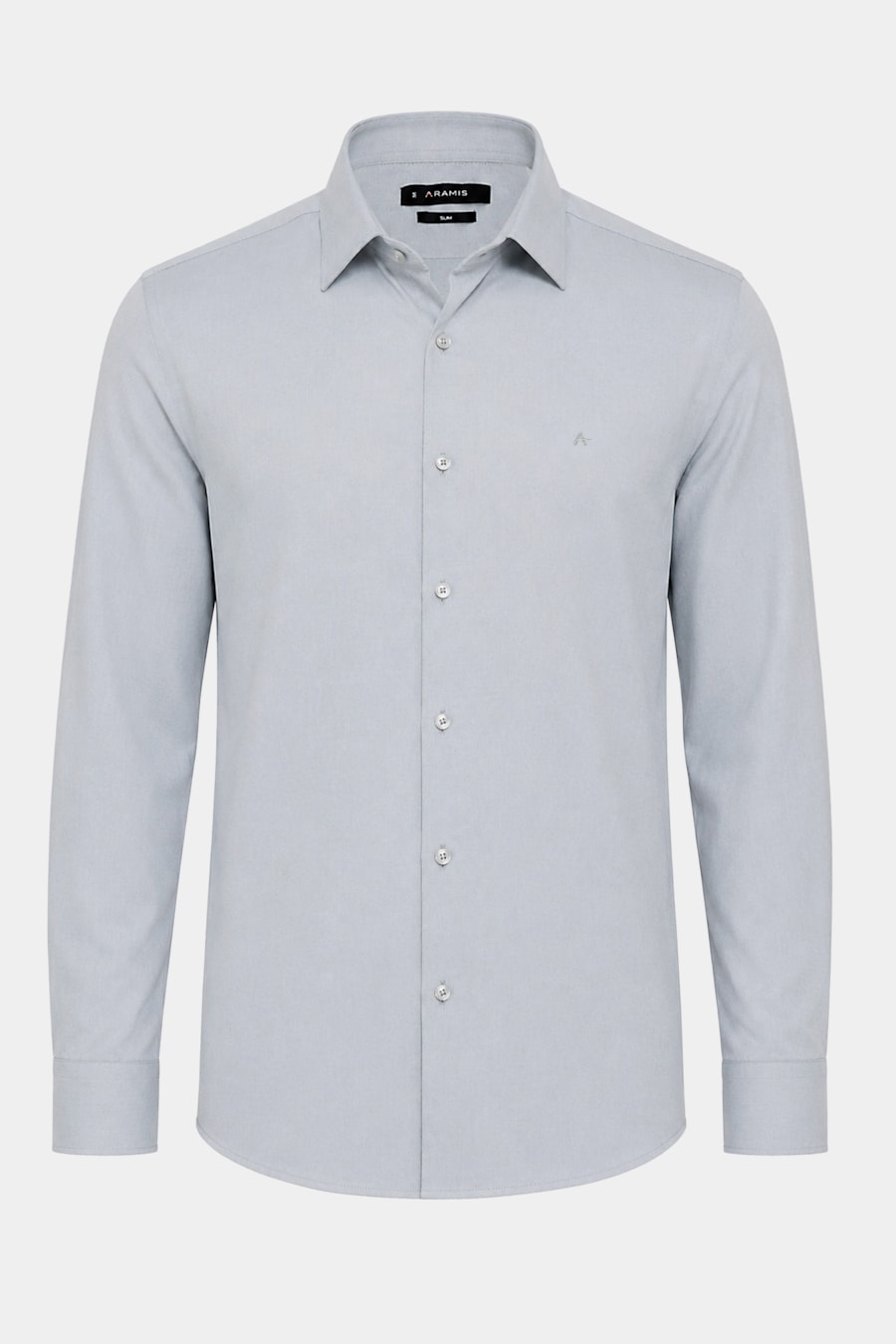 Camisa Manga Longa Slim Tricoline Mix Falso Liso Cinza — foto 5 de 6