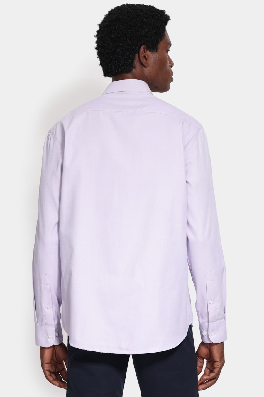 Camisa Manga Longa Slim Tricoline Mix Falso Liso Lilas — foto 4 de 6