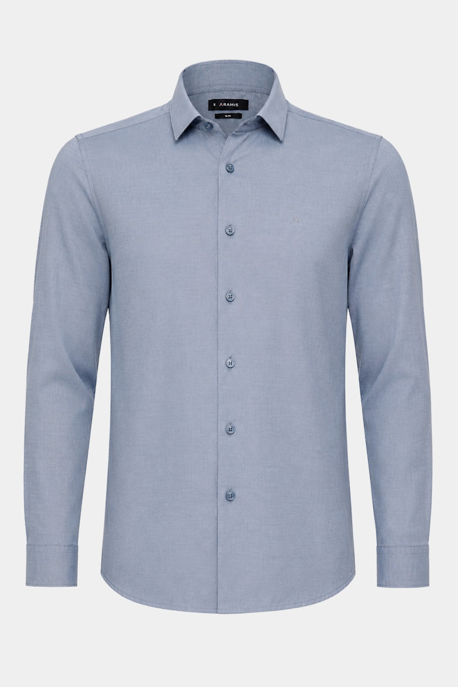 Camisa Manga Longa Slim Tricoline Mix Falso Liso Marinho — foto 5 de 6