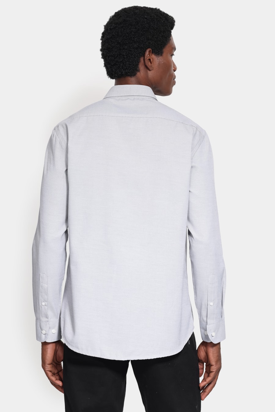 Camisa Manga Longa Slim Tricoline Mix Falso Liso Preto — foto 4 de 6