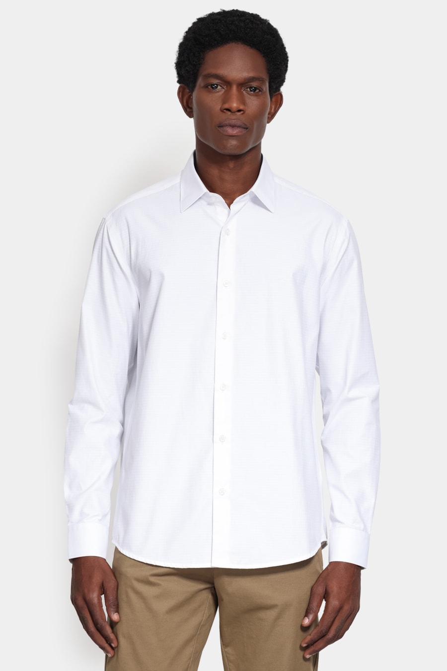 Camisa Manga Longa Slim Tricoline Mix Maquineta Branco — foto 1 de 6