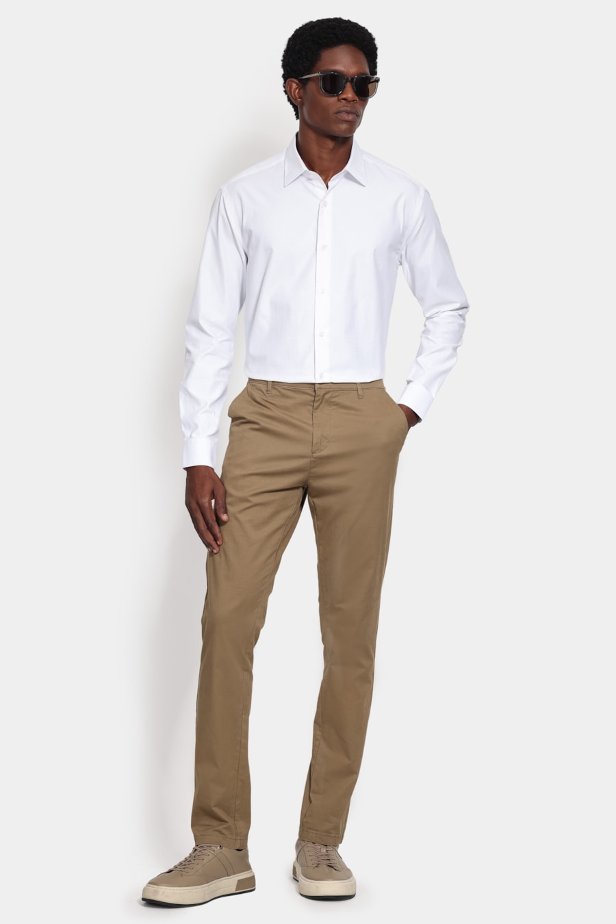 Camisa Manga Longa Slim Tricoline Mix Maquineta Branco — foto 2 de 6