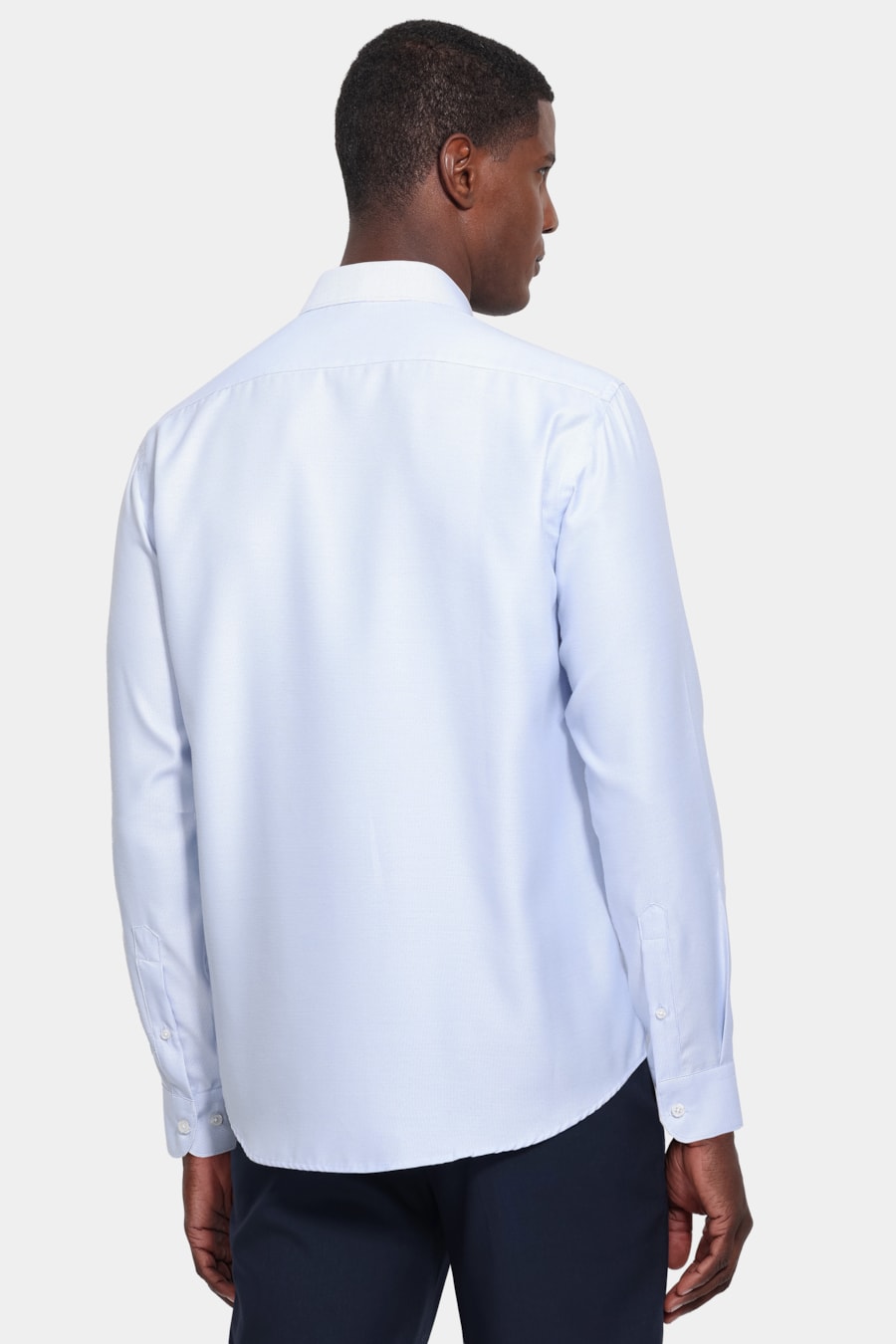 Camisa Manga Longa Slim Tricoline Mix Maquinetado Azul Claro — foto 4 de 6
