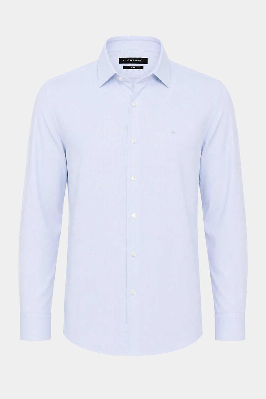 Camisa Manga Longa Slim Tricoline Mix Maquinetado Azul Claro — foto 5 de 6